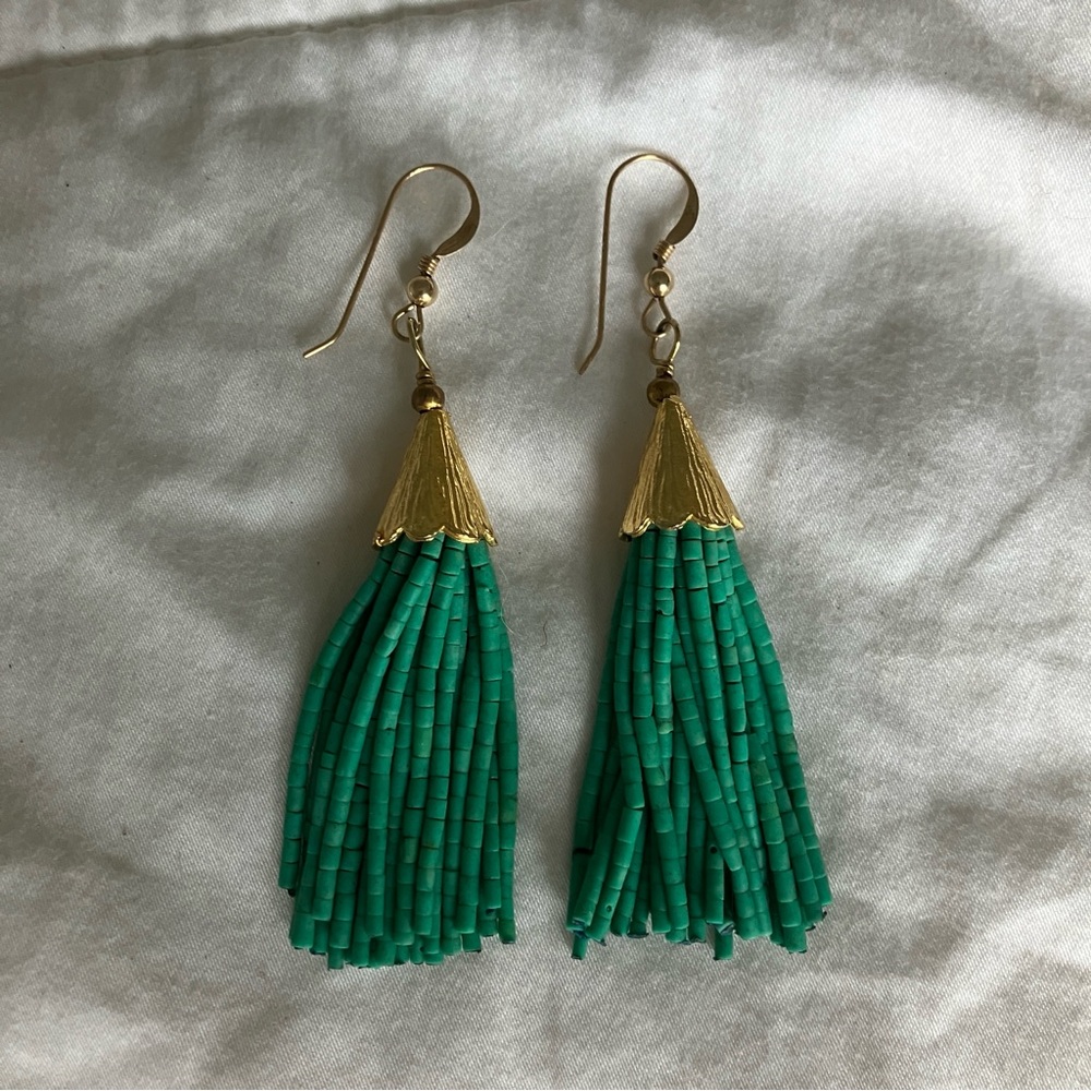 Hand Beaded Tassel Earrings
